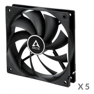 ARCTIC F12 PWM Case Fan, 4-pin, 120mm, Black, 5 pcs