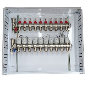 Heating Manifold 10 Loops with Thermal Actuators NC AC230V and Flow Meters