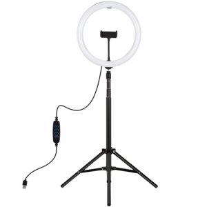 LED Ring Lamp 30cm with Tripod Mount Up To 1.65m, phone clamp, USB