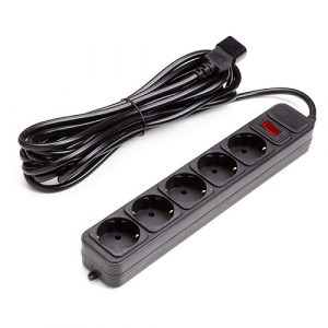 UPS-Rated Extension Cord 5m, 5 sockets, with switch, black