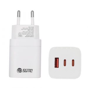 Charger EXTRA DIGITAL GaN 2x USB Type-C, USB Type-A: 65W, PPS