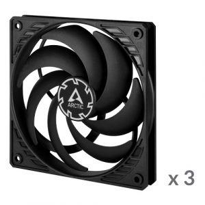 ARCTIC P12 Slim PWM PST Fans, 4-pin, 120mm, black, 3pcs (ACFAN00275A)
