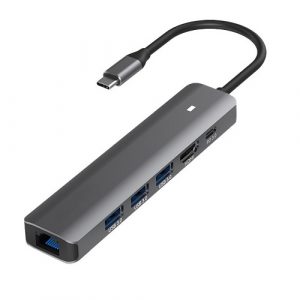 Adapter USB Type-C - HDMI, LAN, 3x USB 3.0 Type-A, USB Type-C PD100W | CA913909