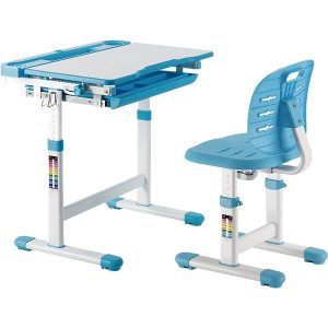 Manual-Lifting Height Adjustable Kids Desk and Full-Backrest Chair Set | HS082796