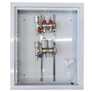 Heating Manifold 2 Loops with Thermal Actuators NC AC230V and Flow Meters | HT260379