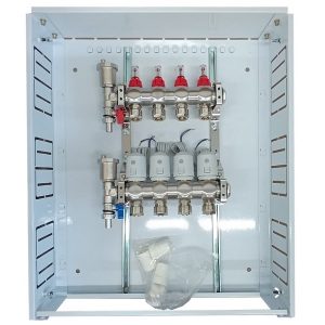 Heating Manifold 4 Loops with Thermal Actuators NC AC230V and Flow Meters | HT260393