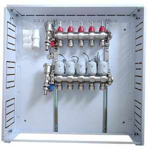 Heating Manifold 5 Loops with Thermal Actuators NC AC230V and Flow Meters | HT260409