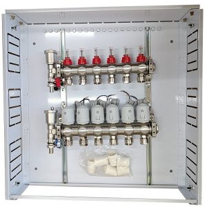 Heating Manifold 6 Loops with Thermal Actuators NC AC230V and Flow Meters | HT260416