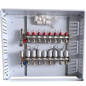 Heating Manifold 8 Loops with Thermal Actuators NC AC230V and Flow Meters | HT260430