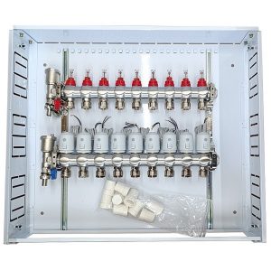 Heating Manifold 9 Loops with Thermal Actuators NC AC230V and Flow Meters | HT260447