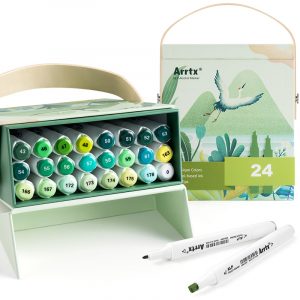 Double-sided Marker Pens ARRTX Alp, 24 Colours, green tone shade | LC302246