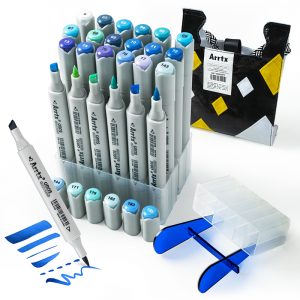 Double-sided Marker Pens ARRTX Oros, 24 Colours, blue tone shade | LC302529