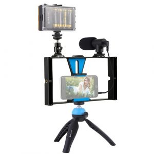 Blogging Smartphone Video Rig (LED Light, Tripod Mount, Phone Holder, Mic) (PKT3023)