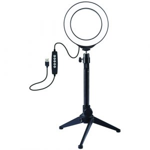 LED Ring Lamp 12cm With Desktop Tripod Mount Up To 24.5cm, USB, RGBW (PKT3049B)