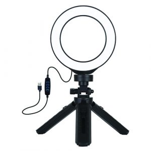 LED Ring Lamp 12cm With Pocket Tripod Mount Up to 14.5cm, USB (PKT3058B)