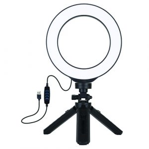 LED Ring Lamp 16cm With Pocket Tripod Mount 12-14.5cm, USB (PKT3059B)