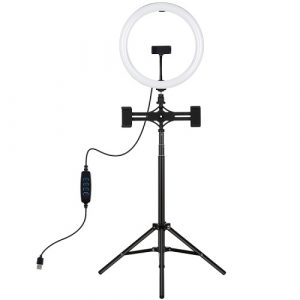 LED Ring Lamp 30cm with Desktop Tripod Mount Up to 165cm and 3 Phone Clamps, USB (PKT3062B)
