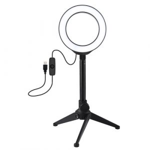 LED Ring Lamp 12cm with Desktop Tripod Mount up to 21.8cm, USB (PKT3084B)