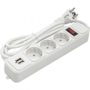 Extension cord 1.8m, 3 sockets + 2 USB, with switch (PPSA10M18S3U)