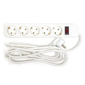 Extension cord 3m, 5 sockets, with switch (PPSA10M30S5B)