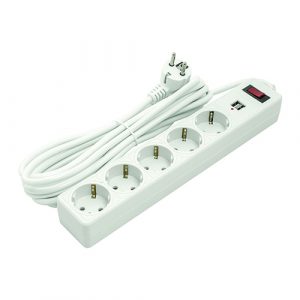 Extension cord 5m, 5 sockets, 2xUSB, with switch (PPSA10M50S5U)