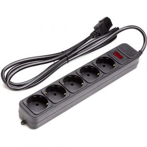 UPS-Rated Extension Cord 2m, 5 sockets, with switch, black (PPUA10M20S5)