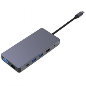 Adapter USB Type-C - 2x HDMI, VGA, LAN, 3x USB Type-A, SD, TF, USB Type-C PD100W, Aux | CA916689