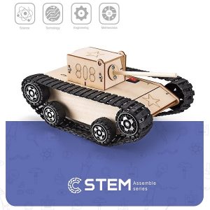 Wooden Assembly Kit Electric Army Tank, STEM Educational Toy | NV822980