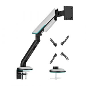 Heavy-Duty Single Monitor 24"-57" Gas Spring Arm Mount, Gray | HS085353