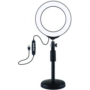 LED Ring Lamp 16cm With Desktop Mount Up to 33cm, USB, RGBW | PKT3047B