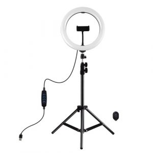 LED Ring Lamp 26cm With Desktop Tripod Mount Up To 1.1m, Phone Clamp, USB | PKT3069B